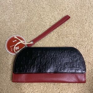 RFID Blocking Clutch - Ostrich Print - red/black